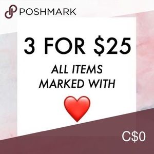 All items marked with ❤️ are 3 for 25$!!